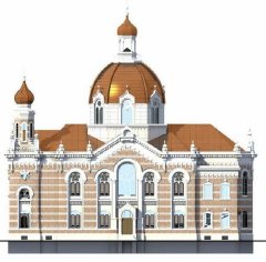 virtuální rekonstrukce synagogy - pohled z boku