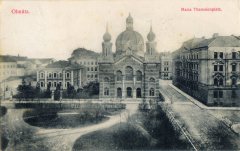 synagoga na dobové pohlednici