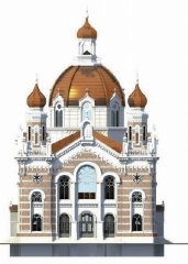 virtuální rekonstrukce synagogy - průčelí