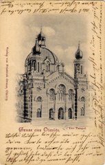 synagoga na dobové pohlednici