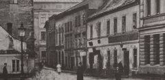 historické foto synagogy - detail (u šipky)