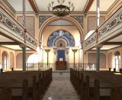 virtuální rekonstrukce interiéru synagogy