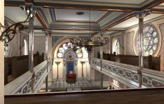 virtuální rekonstrukce interiéru synagogy - pohled z galerie
