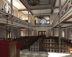 virtuální rekonstrukce interiéru synagogy - pohled ke vchodu