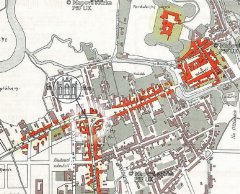 mapa města s vyznačením místa synagogy