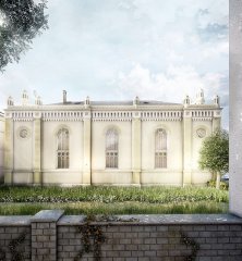 virtuální rekonstrukce jižní stěny po přestavbě v roce 1904