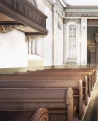 virtuální rekonstrukce interiéru synagogy po přestavbě v roce 1904