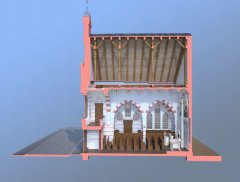 virtuální rekonstrukce synagogy - podélný řez