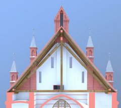 virtuální rekonstrukce synagogy - příčný řez