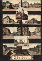 historické foto synagogy (v horní části pohlednice)