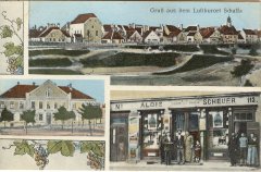 dobová pohlednice vsi se synagogou