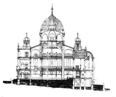 plán synagogy, řez 2