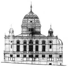 plán synagogy, jižní fasáda