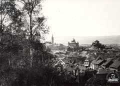 celkový pohled na město a synagogu v něm
