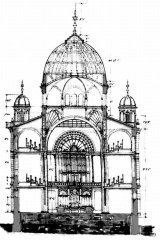 plán synagogy, řez 1