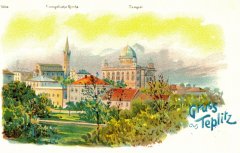 celkový pohled na město a synagogu