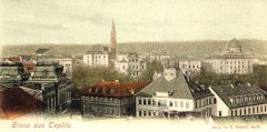 dobová pohlednice města se synagogou