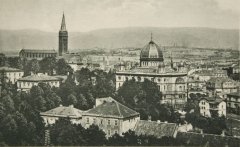 celkový pohled na město se synagogou