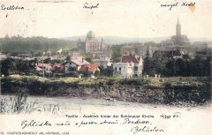 dobová pohlednice města se synagogou