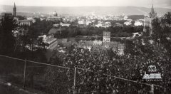 celkový pohled na město a synagogu v něm