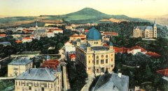 celkový pohled na město se synagogou
