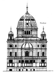 plán synagogy, východní fasáda