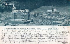 dobová pohlednice města se synagogou