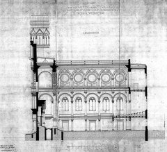 plán synagogy od architekta Wilhelma Stiassného