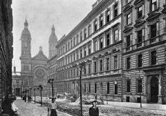 historické foto synagogy (v pozadí)