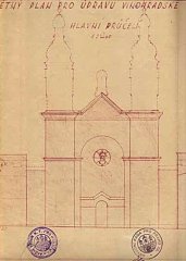 návrh přestavby synagogy na tělocvičnu Sokola z března 1949