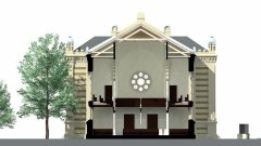 virtuální rekonstrukce synagogy - příčný řez