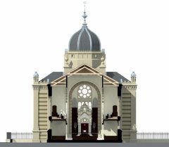 virtuální rekonstrukce synagogy - příčný řez