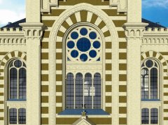 virtuální rekonstrukce synagogy - detail okna na průčelí
