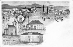 dobová pohlednice města s oběma kostely