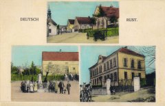 dobová pohlednice vsi s kaplí (vlevo nahoře)