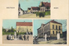 dobová pohlednice vsi s kaplí (vlevo nahoře)