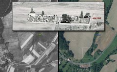 montáž leteckých snímků + srovnání z let 1945, 1955 a 2009