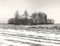 areál hřbitova - zbytky ohradní zdi s márnicí