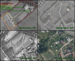 areál hřbitova s popisem - letecké snímkování z let 1937 až 2010