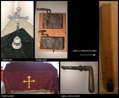 fragmenty z kostela umístěné v Margrafen Museum v německém Ansbachu v oddělení Heimatstube Jägerndorf