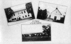 dobová pohlednice vsi s původní kaplí (vpravo nahoře)