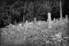 zbylé náhrobky na hřbitově