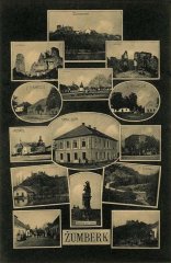 dobová pohlednice vsi s kostelem