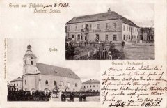 starší pohlednice vsi s kostelem