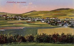 starší foto vsi s kostelem (vlevo)