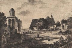 kresba kostela (vpravo)