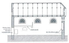 nákres synagogy - pohled z boku