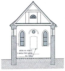 nákres synagogy - východní průčelí