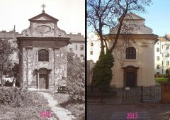 kostel na srovnávací montáži z let 1910 a 2013