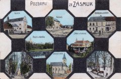 starší pohlednice města s klášterem (nahoře vlevo)